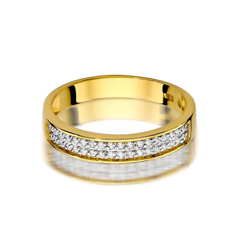 Pierścionek z brylantami 0,18 ct, żółte złoto 585