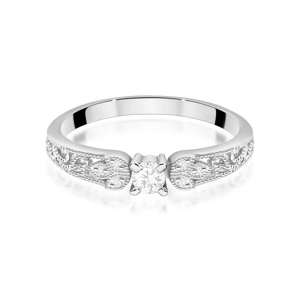 Pierścionek z brylantami 0,13 ct, białe złoto 585