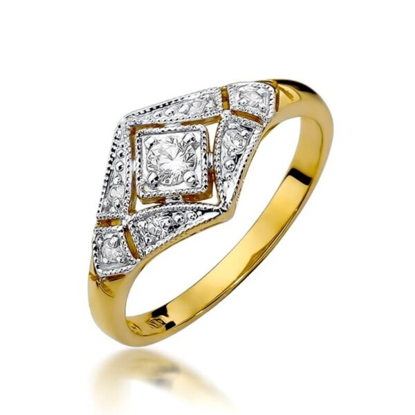 Pierścionek z brylantami 0,19 ct, żółte złoto 585