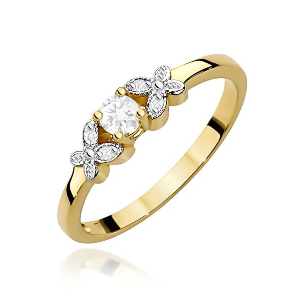 Pierścionek z brylantami 0,12 ct, żółte złoto 585