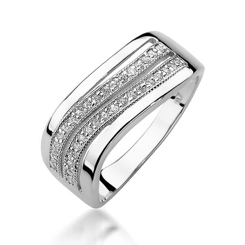 Pierścionek z brylantami 0,18 ct, białe złoto 585