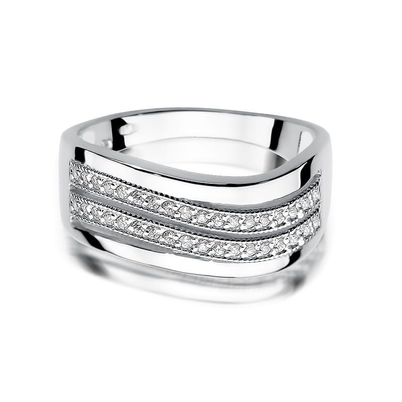 Pierścionek z brylantami 0,18 ct, białe złoto 585