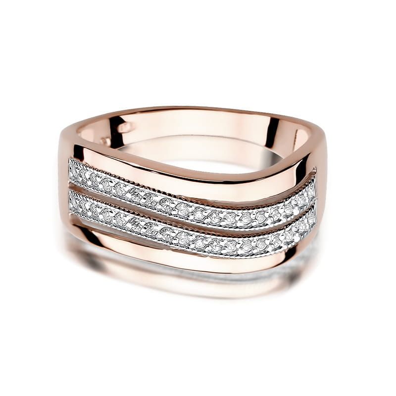 Pierścionek z brylantami 0,18 ct, różowe złoto 585