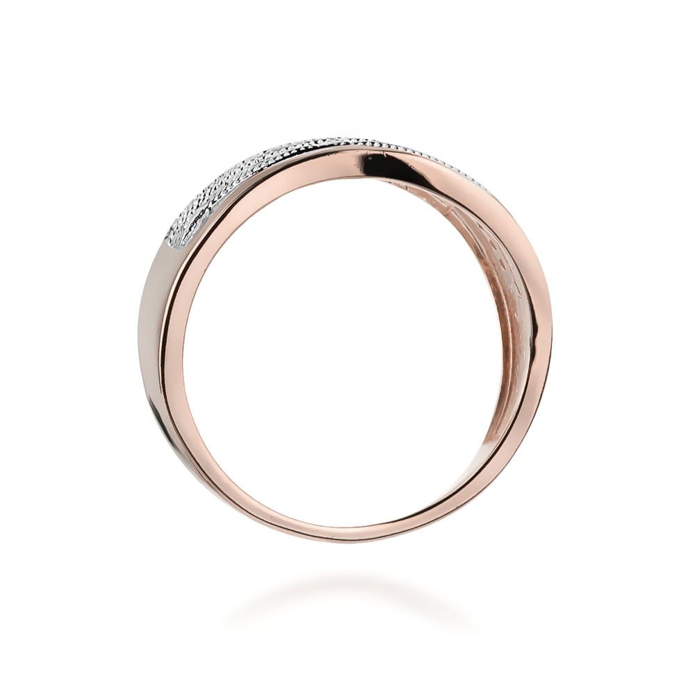 Pierścionek z brylantami 0,18 ct, różowe złoto 585