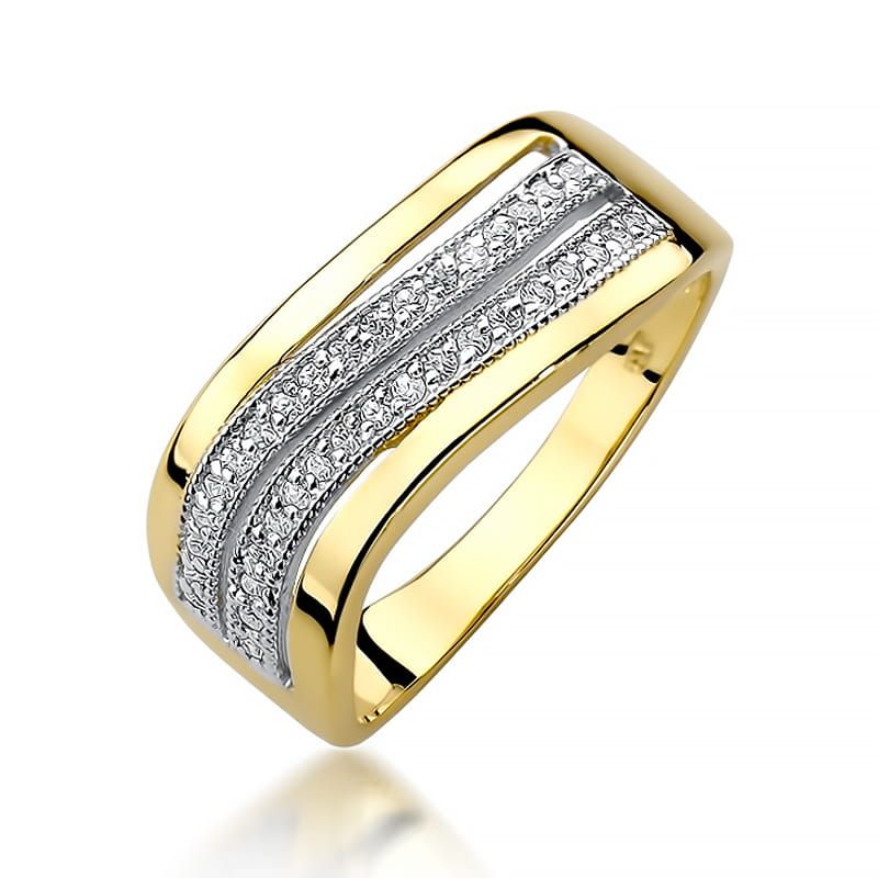 Pierścionek z brylantami 0,18 ct, żółte złoto 585