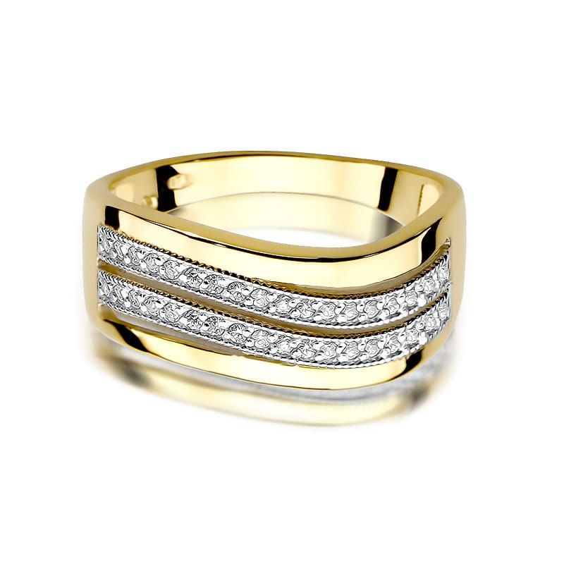 Pierścionek z brylantami 0,18 ct, żółte złoto 585