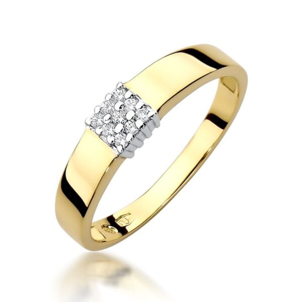 Pierścionek z brylantami 0,08 ct, żółte złoto 585