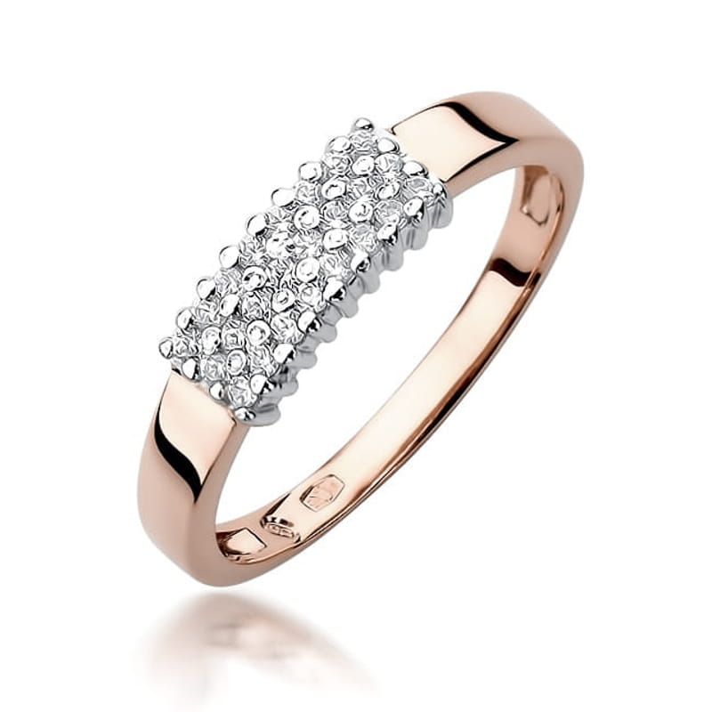 Pierścionek z brylantami 0,21 ct, różowe złoto 585