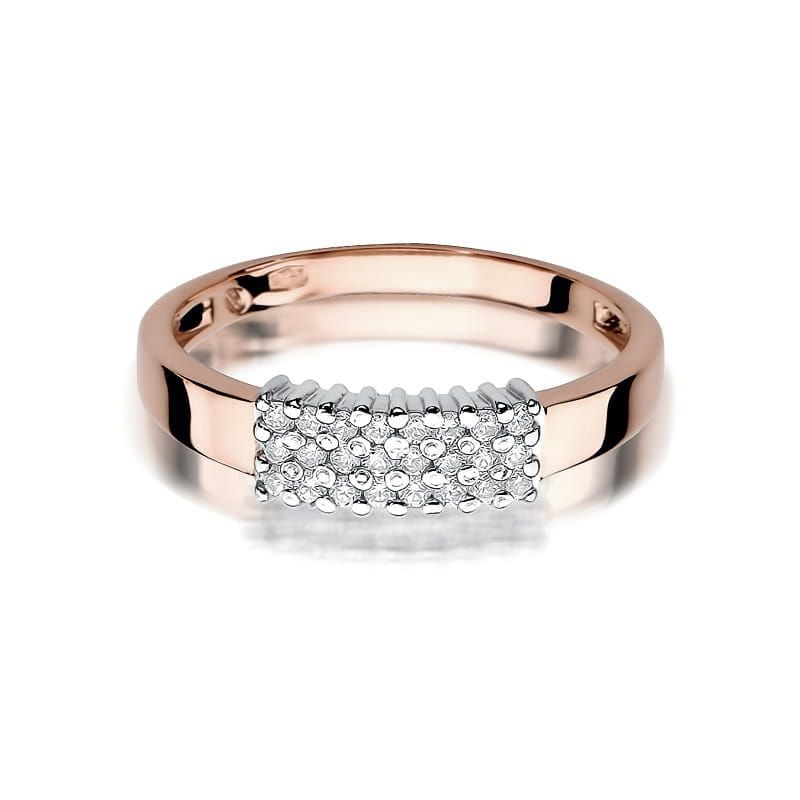 Pierścionek z brylantami 0,21 ct, różowe złoto 585