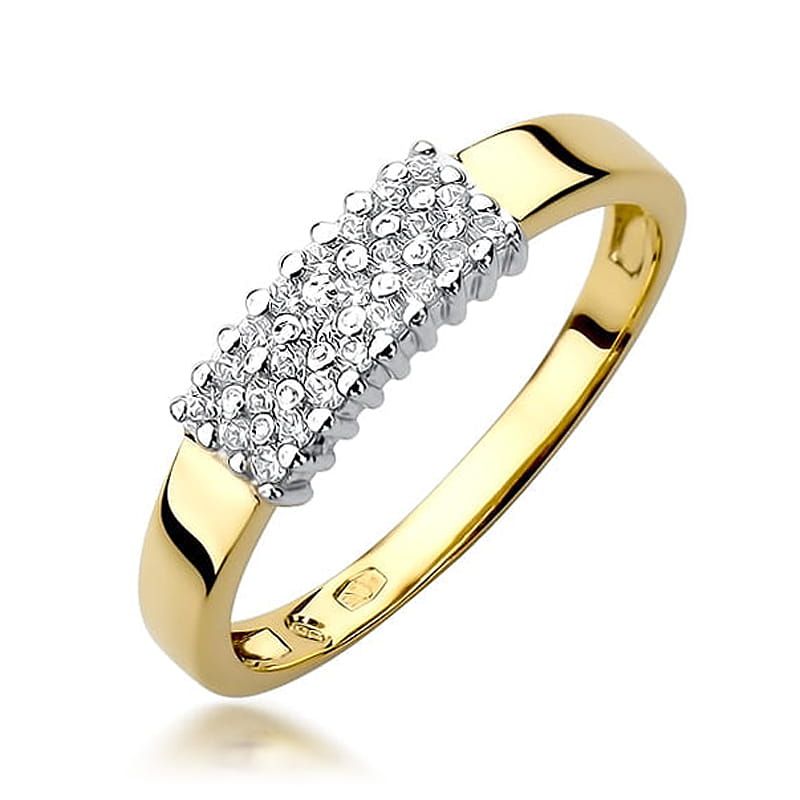 Pierścionek z brylantami 0,21 ct, żółte złoto 585