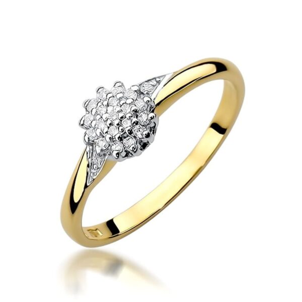 Pierścionek z brylantami 0,11 ct, żółte złoto 585