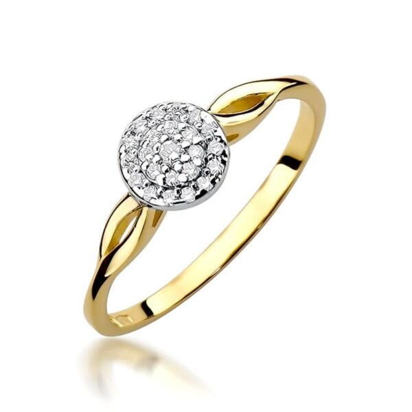 Pierścionek z brylantami 0,12 ct, żółte złoto 585