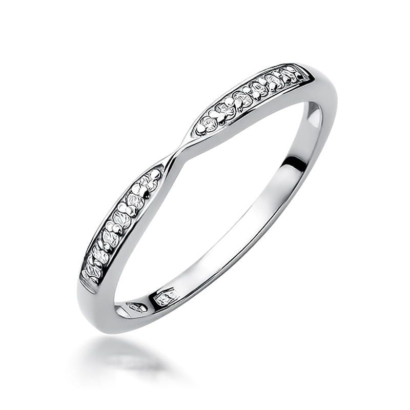 Pierścionek z brylantami 0,10 ct, białe złoto 585