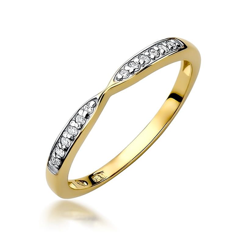 Pierścionek z brylantami 0,10 ct, żółte złoto 585