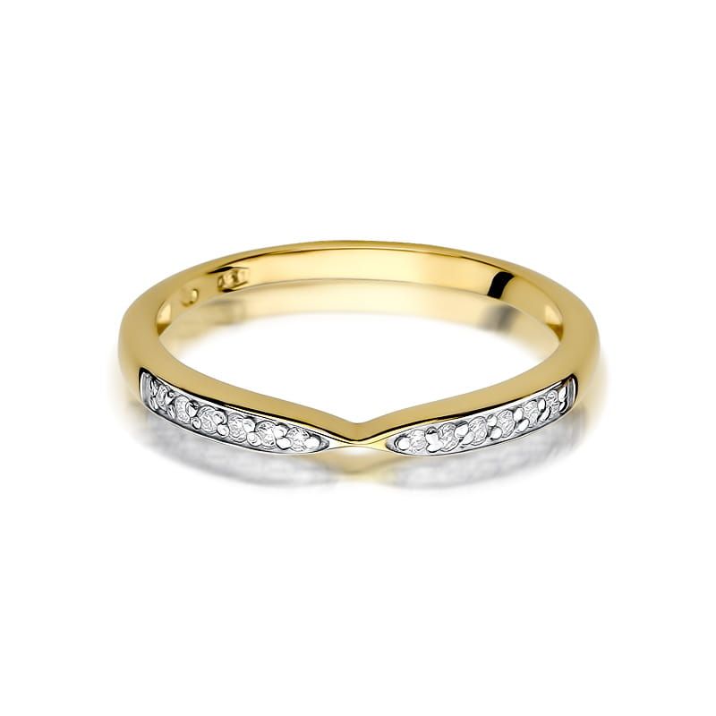Pierścionek z brylantami 0,10 ct, żółte złoto 585