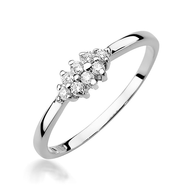 Pierścionek z brylantami 0,12 ct, białe złoto 585