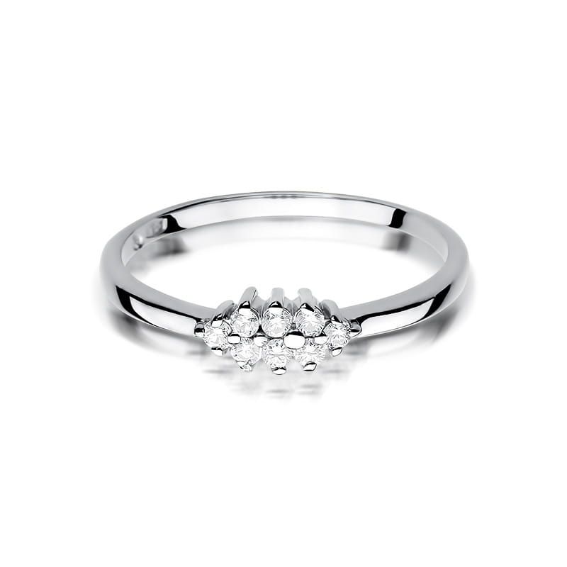 Pierścionek z brylantami 0,12 ct, białe złoto 585