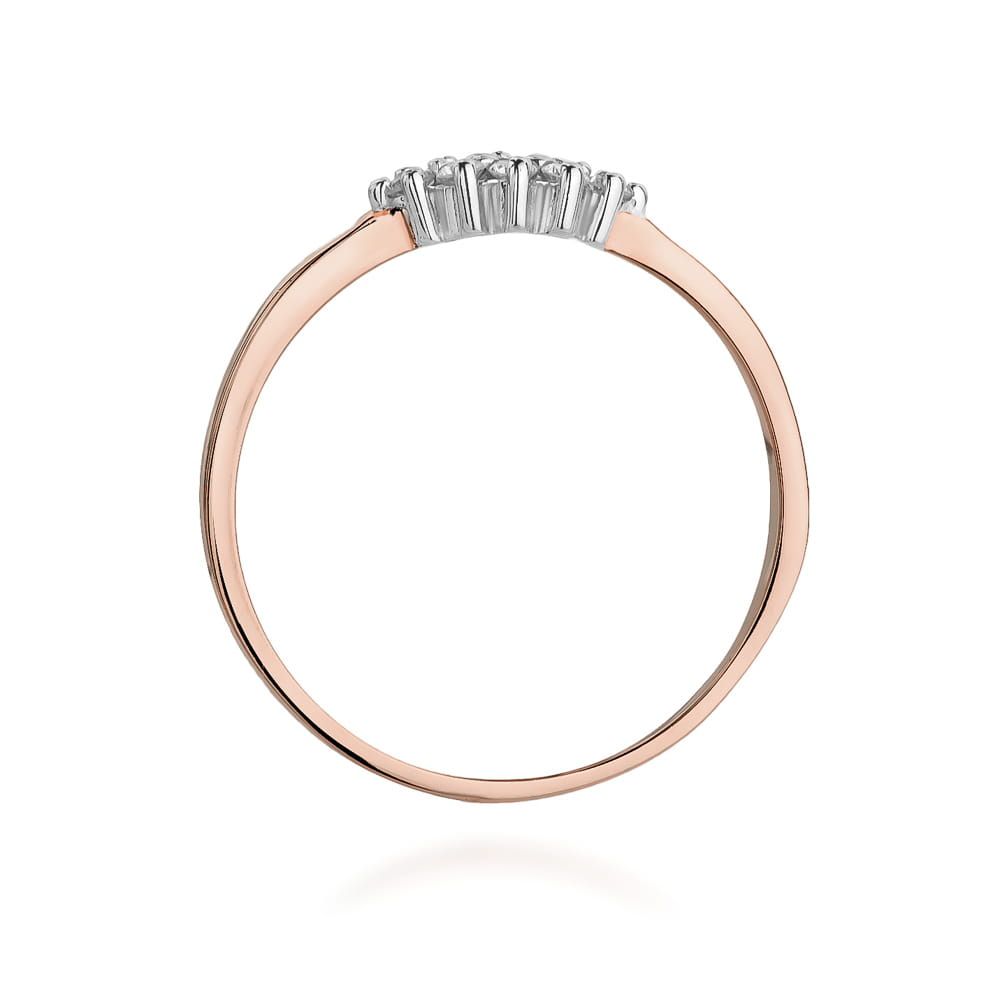 Pierścionek z brylantami 0,12 ct, różowe złoto 585