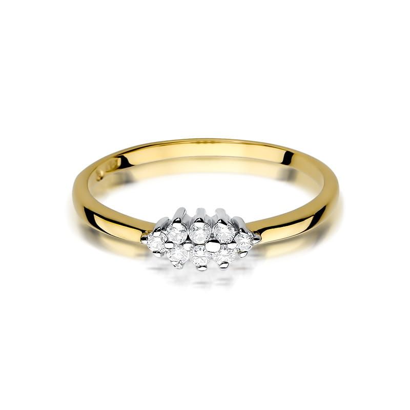 Pierścionek z brylantami 0,12 ct, żółte złoto 585