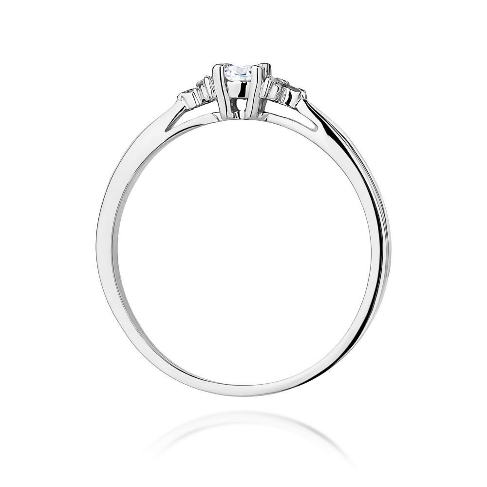 Pierścionek z diamentem laboratoryjnym 0,13 ct, białe złoto 585