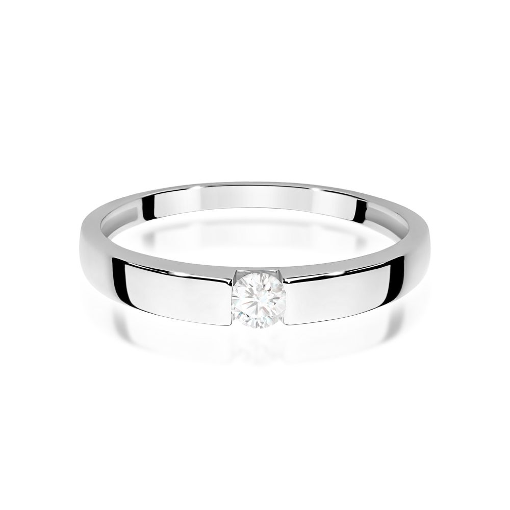 Pierścionek zaręczynowy z brylantem 0,12 ct, białe złoto 585