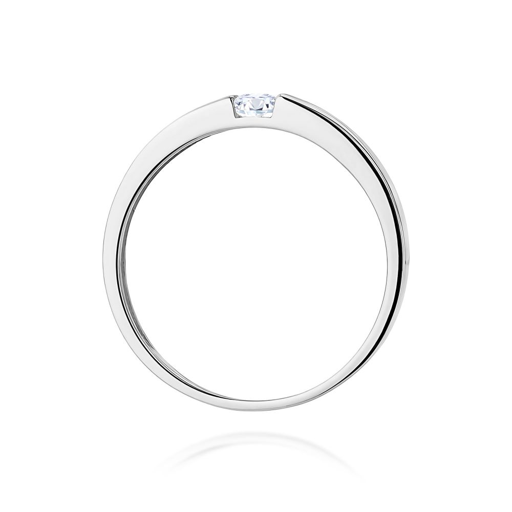 Pierścionek zaręczynowy z brylantem 0,12 ct, białe złoto 585