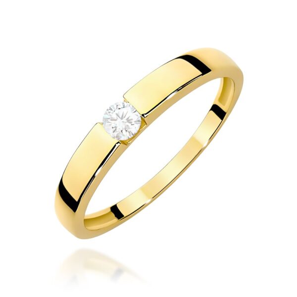 Pierścionek zaręczynowy z brylantem 0,12 ct, żółte złoto 585