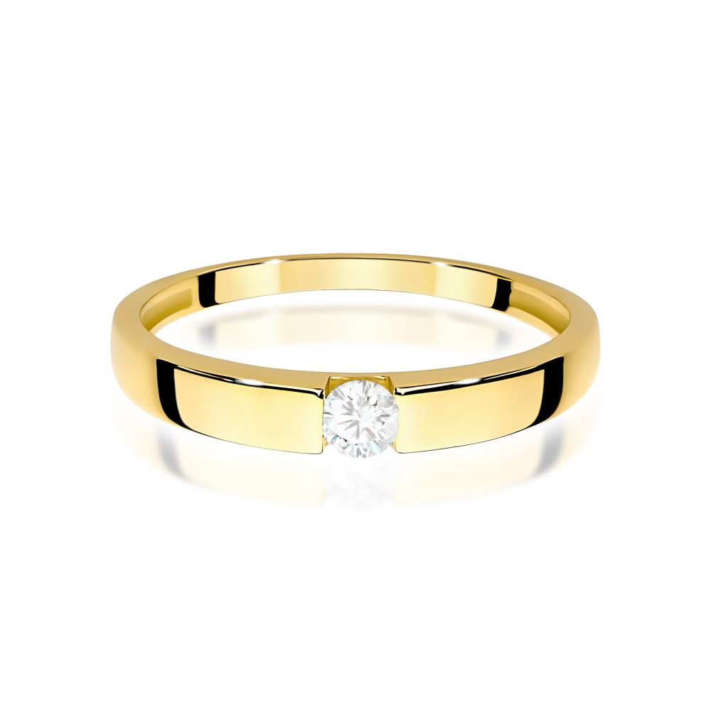 Pierścionek zaręczynowy z brylantem 0,12 ct, żółte złoto 585