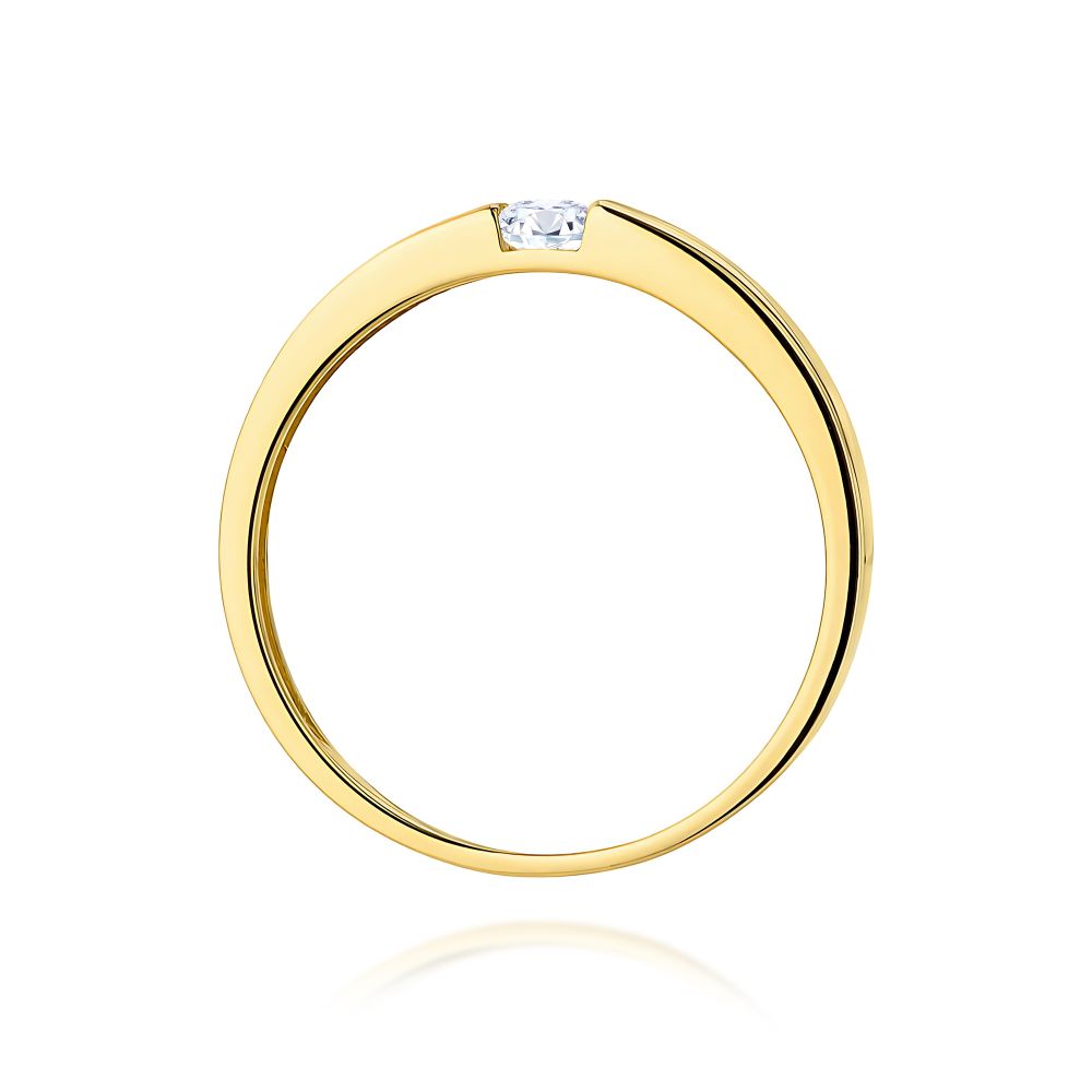 Pierścionek zaręczynowy z brylantem 0,12 ct, żółte złoto 585