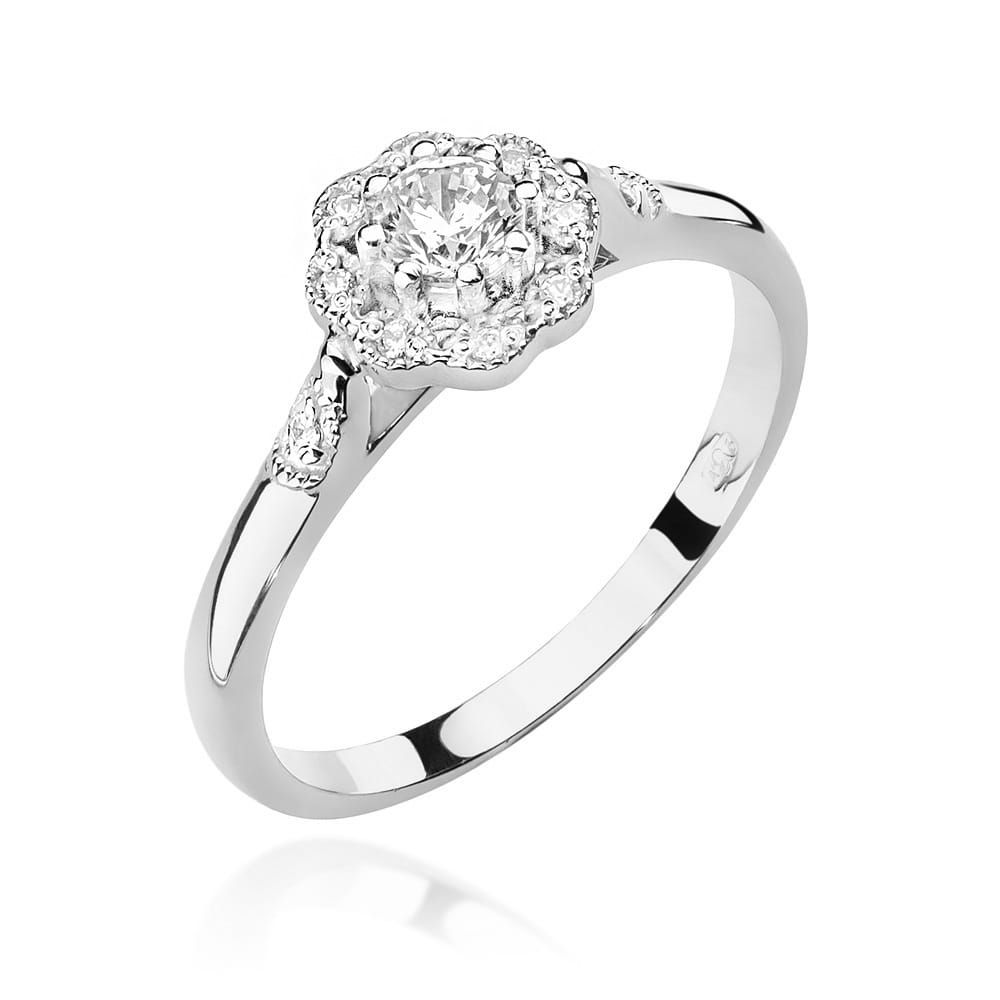 Pierścionek z brylantami 0,28 ct, białe złoto 585