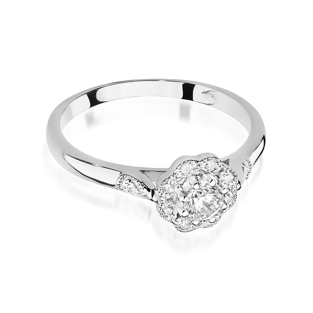 Pierścionek z brylantami 0,28 ct, białe złoto 585