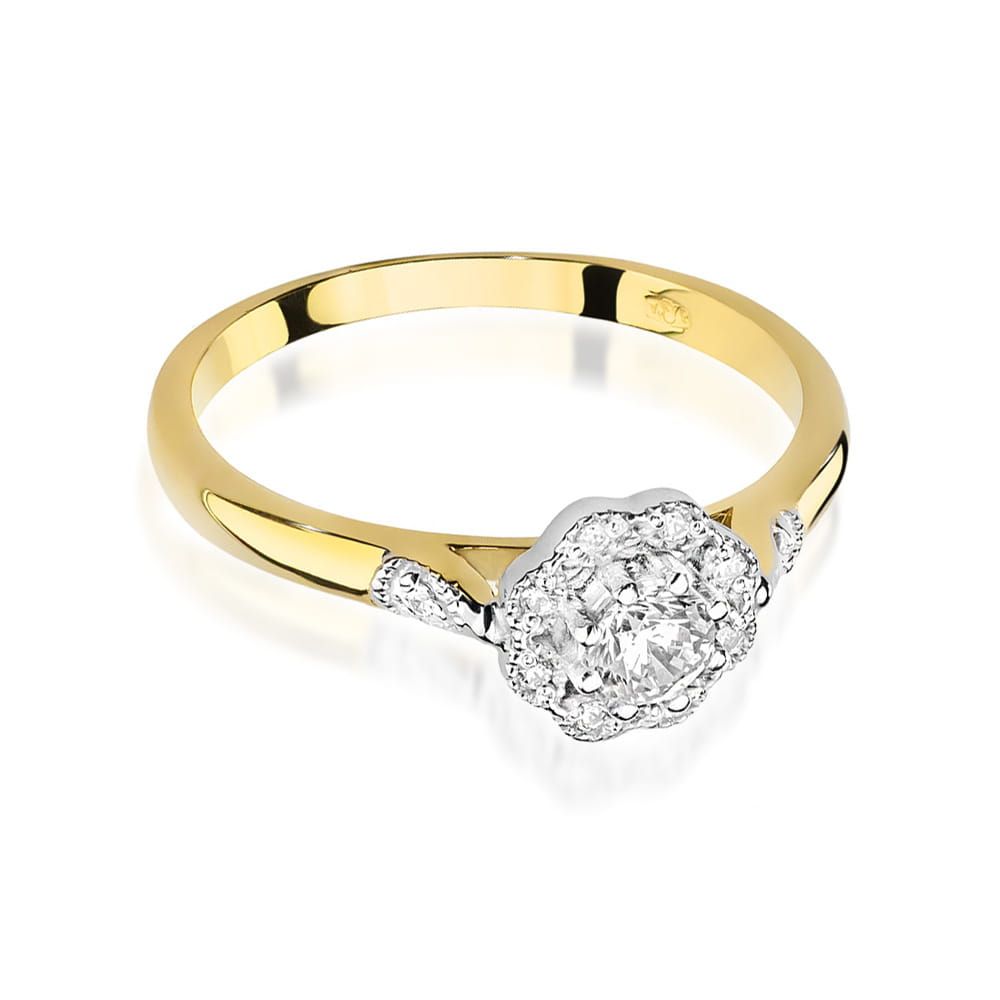 Pierścionek z brylantami 0,28 ct, żółte złoto 585