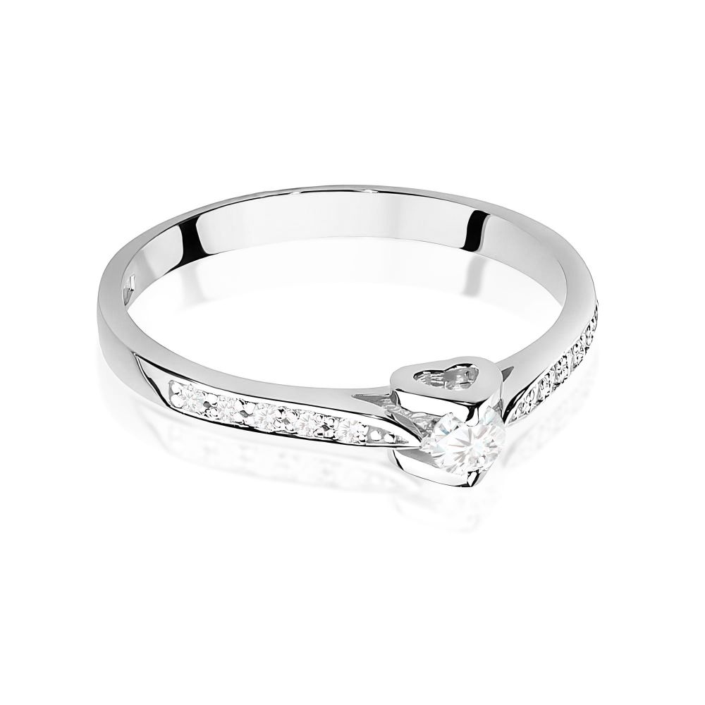 Pierścionek z diamentem laboratoryjnym 0,15 ct, białe złoto 585