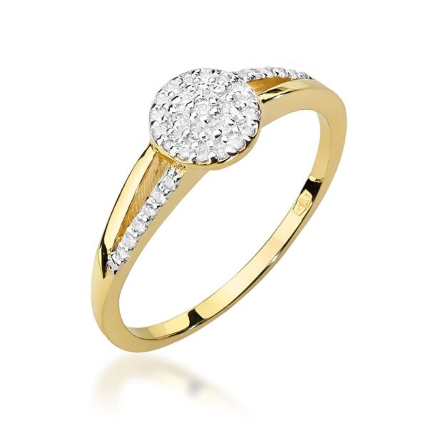 Pierścionek z brylantami 0,18 ct, żółte złoto 585