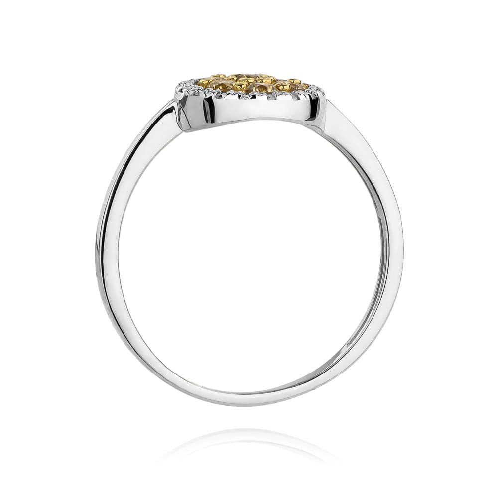 Pierścionek z brązowymi diamentami 0,44 ct, białe złoto 585