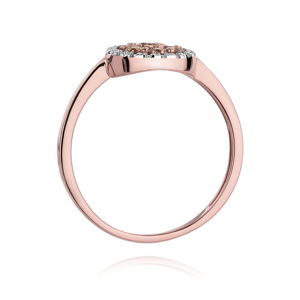 Pierścionek z brązowymi diamentami 0,44 ct, różowe złoto 585