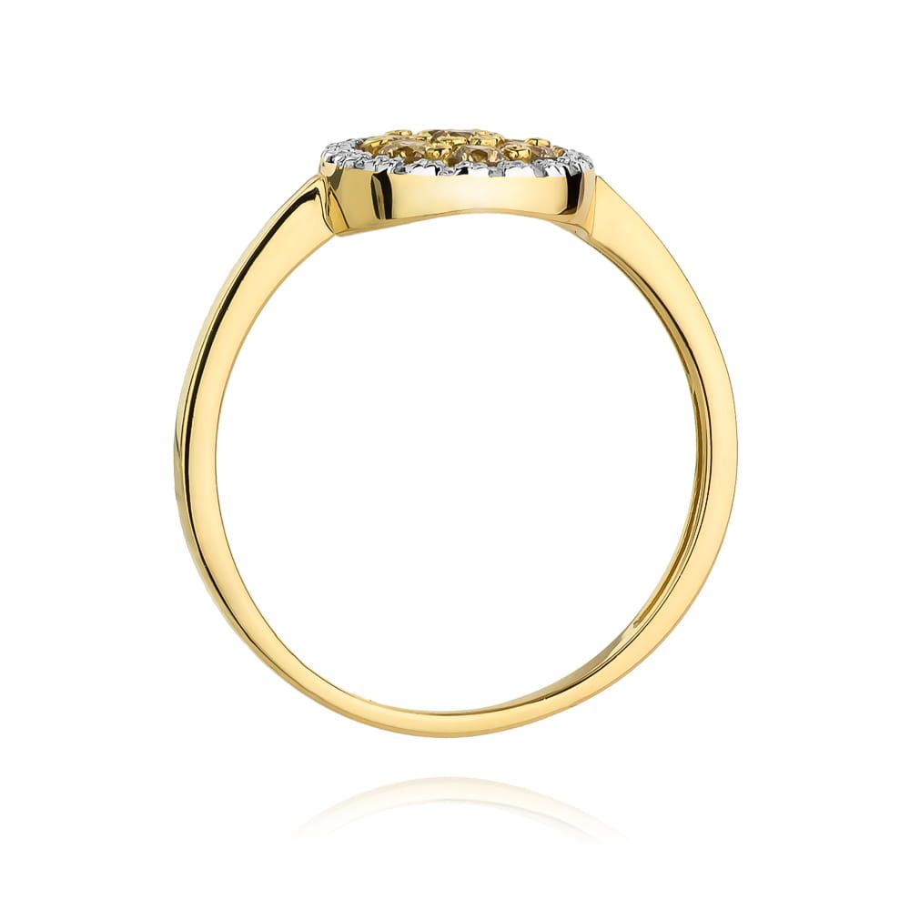 Pierścionek z brązowymi diamentami 0,44 ct, żółte złoto 585