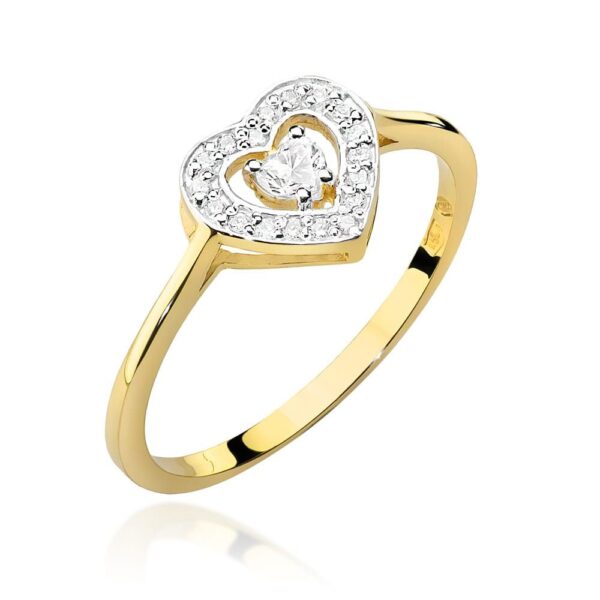 Pierścionek z brylantami 0,19 ct, żółte złoto 585
