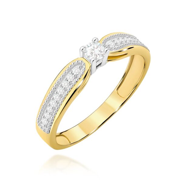 Pierścionek z brylantami 0,17 ct, żółte złoto 585
