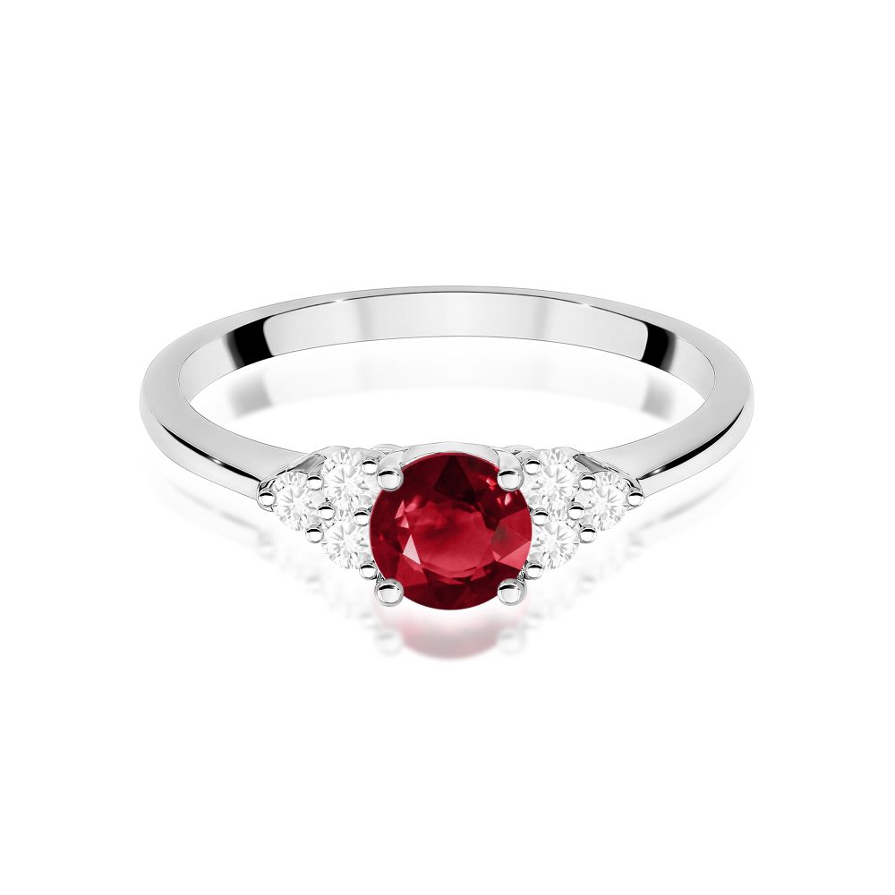 Pierścionek z granatem 0,60 ct i brylantami, białe złoto 585
