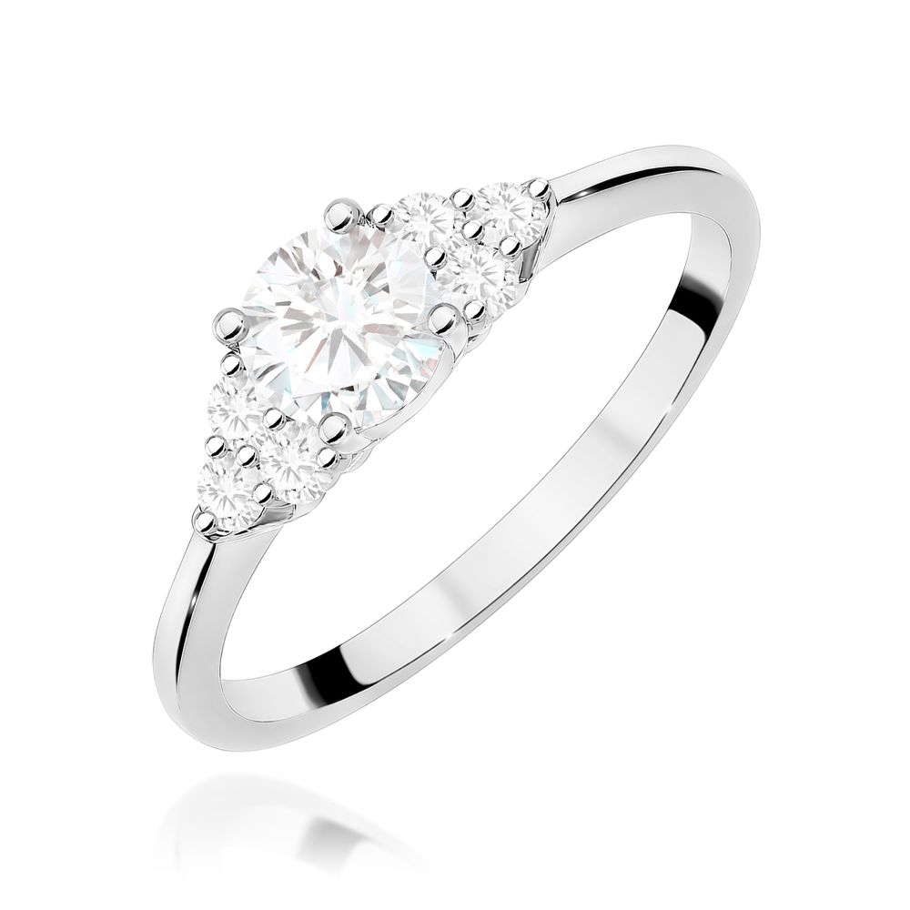 Pierścionek z diamentem laboratoryjnym 0,68 ct, białe złoto 585