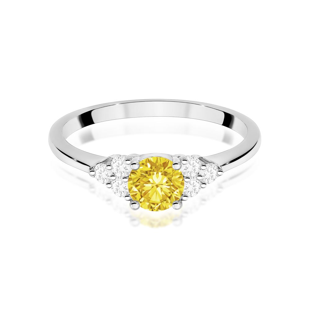 Pierścionek z żółtym diamentem laboratoryjnym 0,68 ct, białe złoto 585