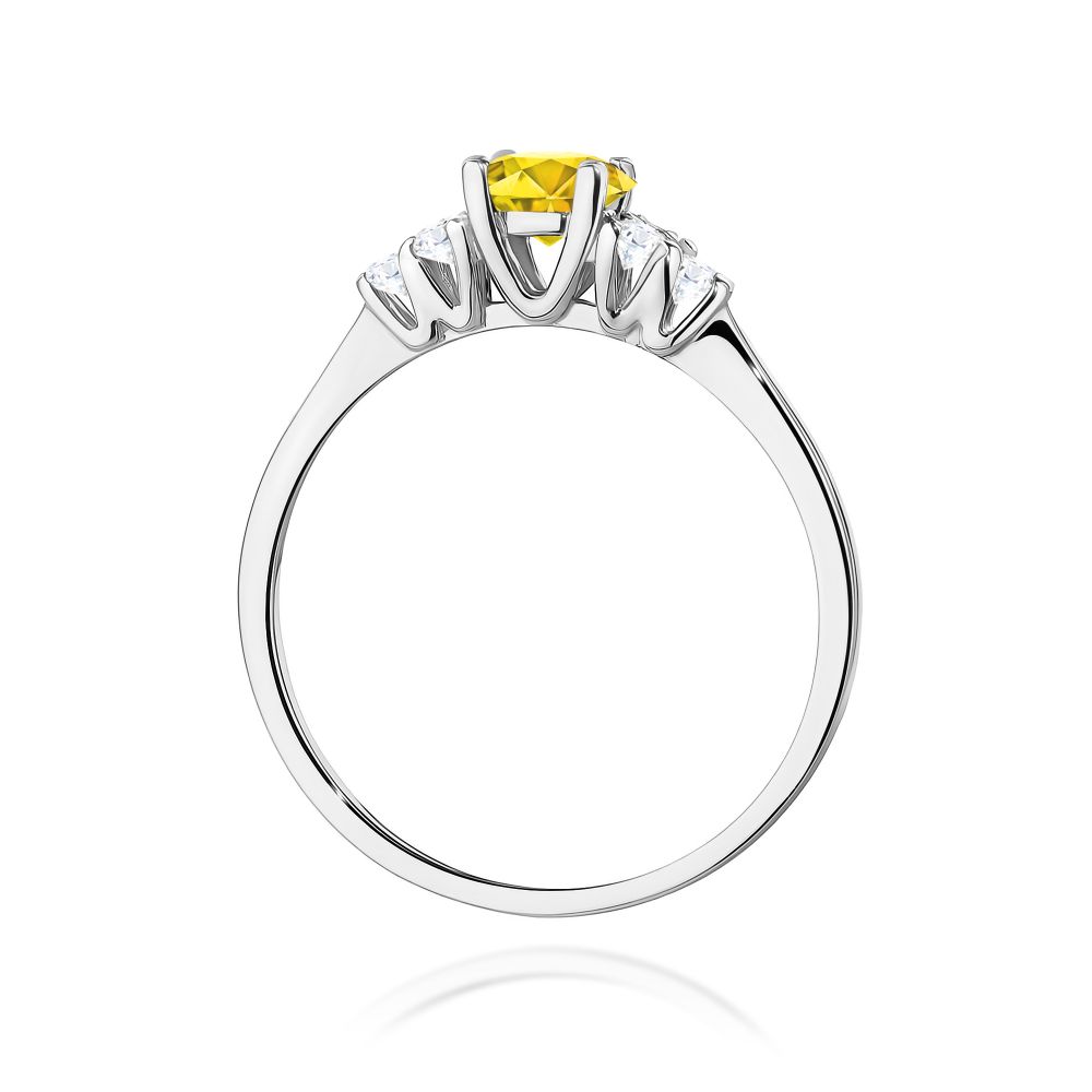 Pierścionek z żółtym diamentem laboratoryjnym 0,68 ct, białe złoto 585