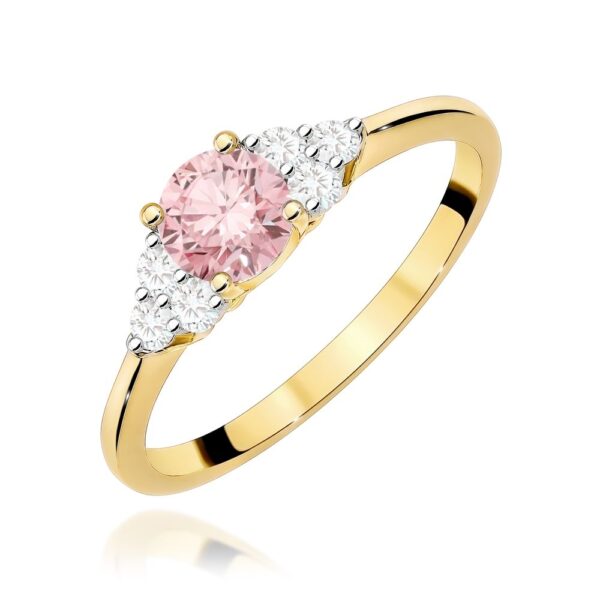 Pierścionek z różowym diamentem laboratoryjnym 0,68 ct, żółte złoto 585