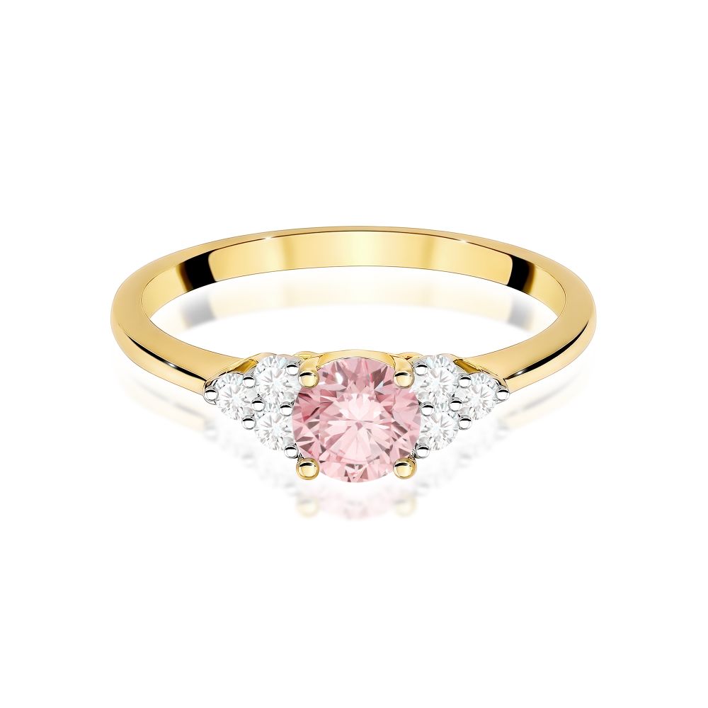 Pierścionek z różowym diamentem laboratoryjnym 0,68 ct, żółte złoto 585