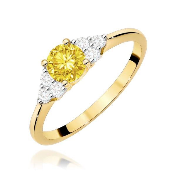 Pierścionek z żółtym diamentem laboratoryjnym 0,68 ct, żółte złoto 585