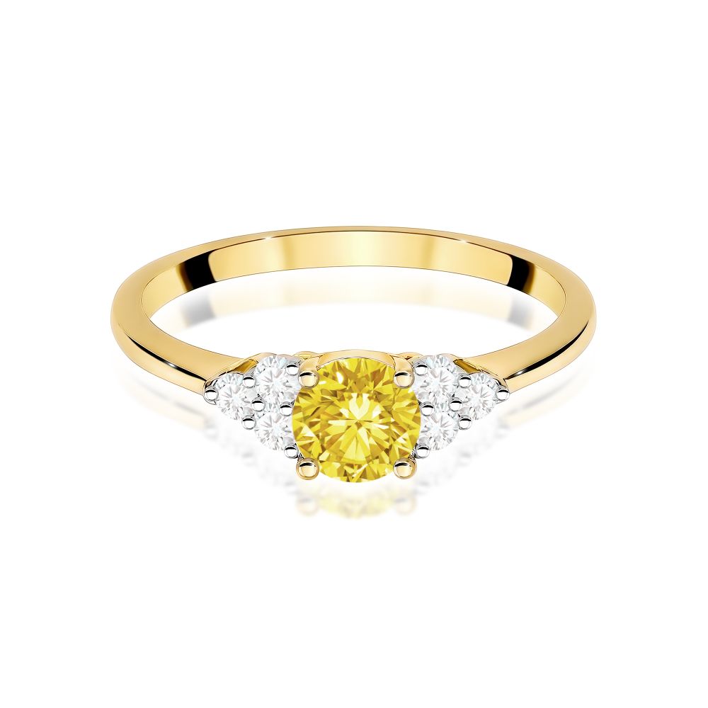 Pierścionek z żółtym diamentem laboratoryjnym 0,68 ct, żółte złoto 585