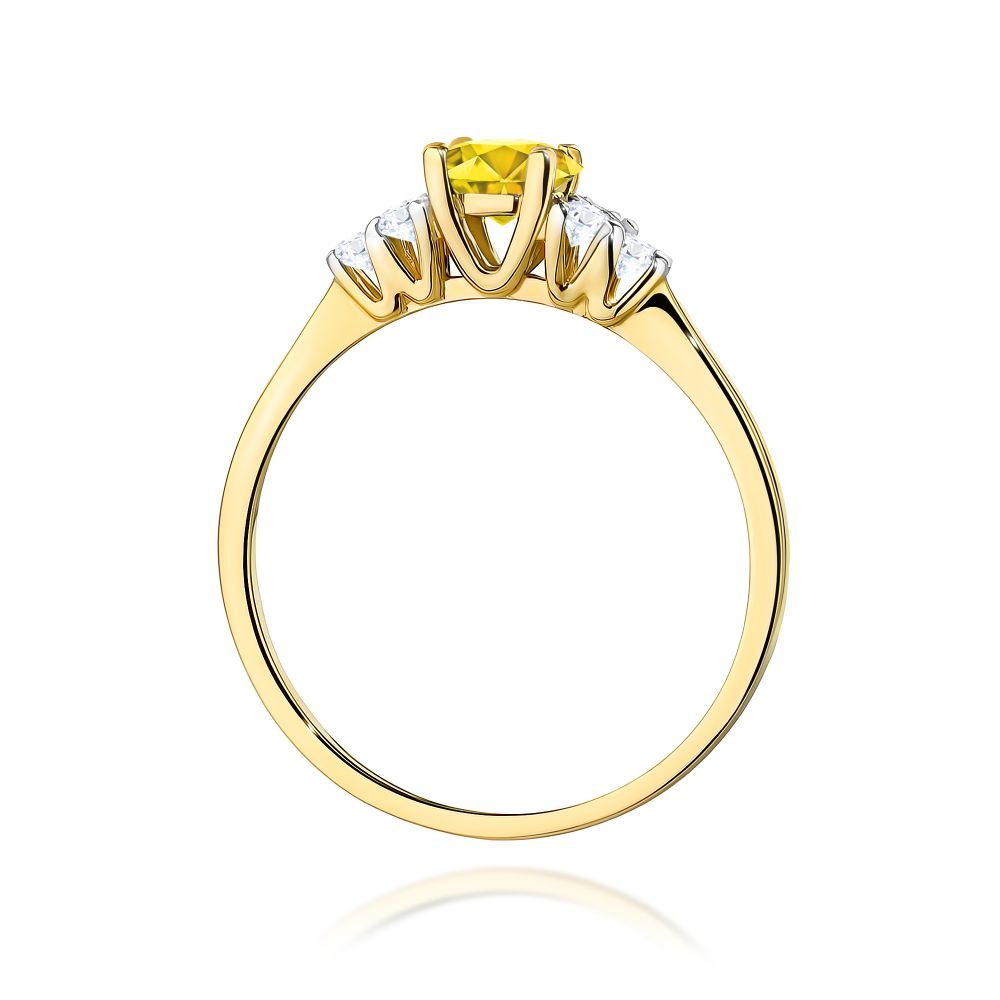 Pierścionek z żółtym diamentem laboratoryjnym 0,68 ct, żółte złoto 585
