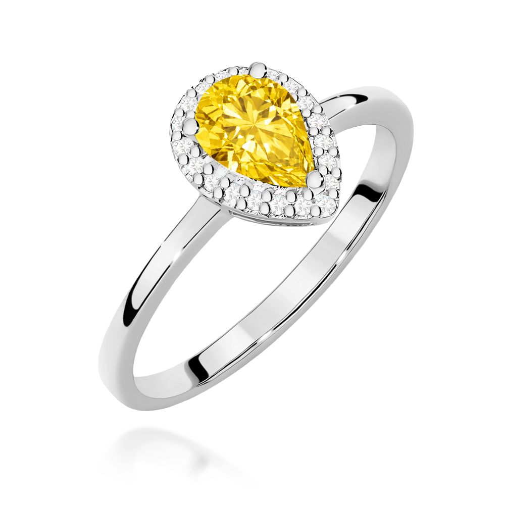 Pierścionek z żółtym diamentem laboratoryjnym 0,60 ct, białe złoto 585
