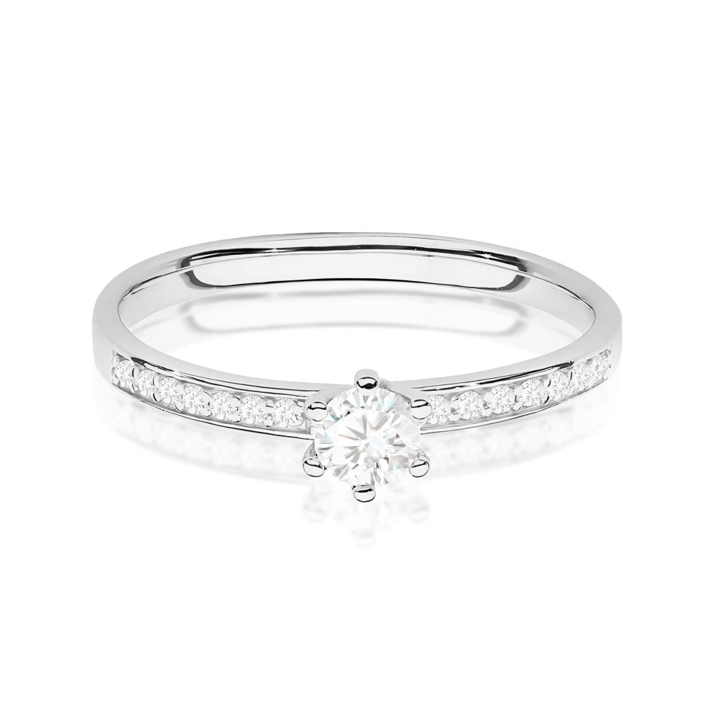 Pierścionek z brylantami 0,17 ct, białe złoto 585